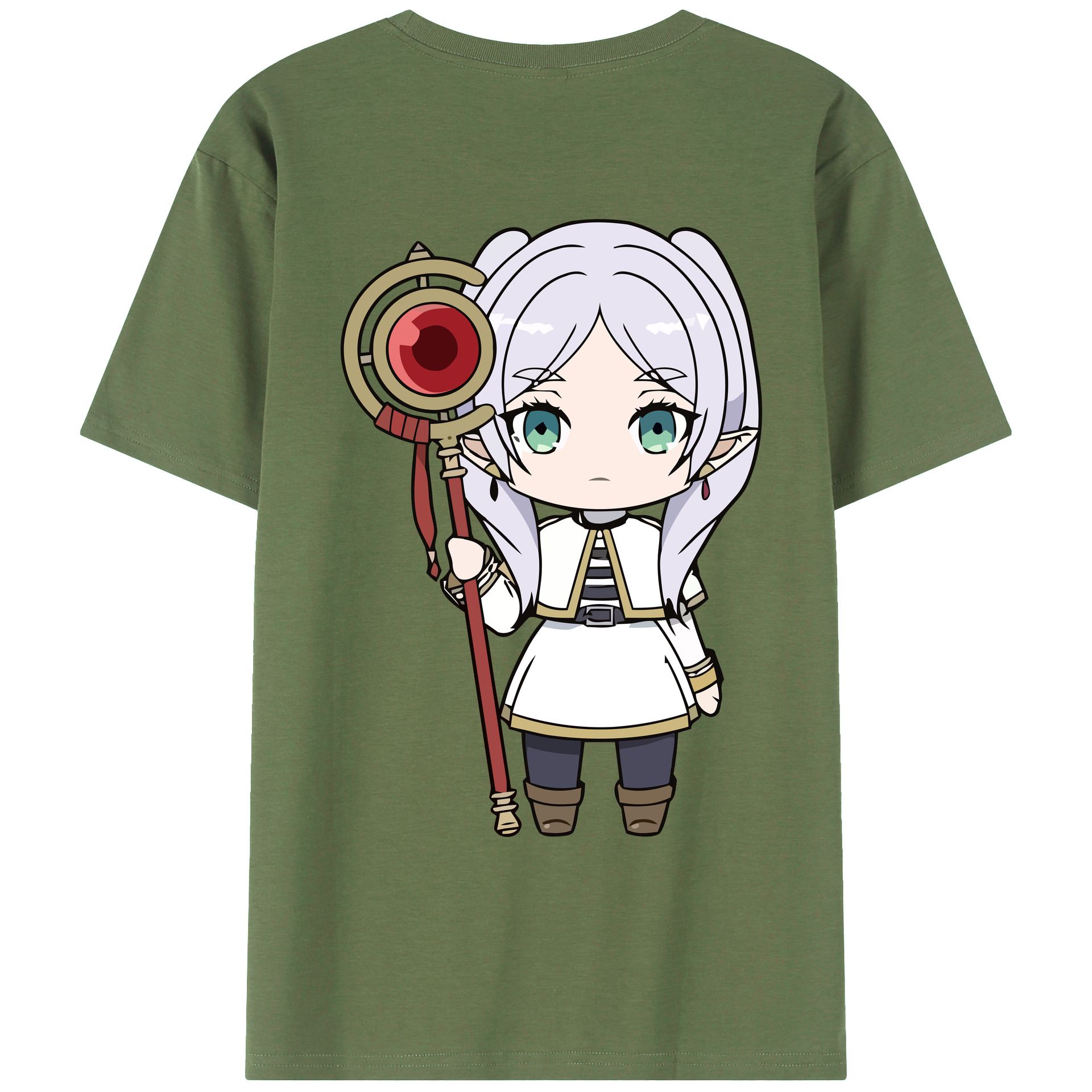 （画像用） 葬送のフリーレン Frieren 綿100％ メンズ半袖Tシャツ（バックプリント） 通気性